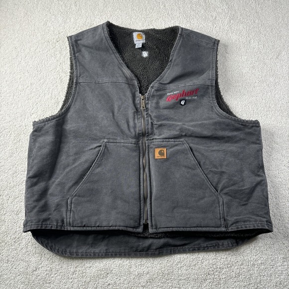 Carhartt Other - Carhartt Vest Men's V26-GVL Sandstone Gray Adult 2XL Sherpa Lined Embroidered